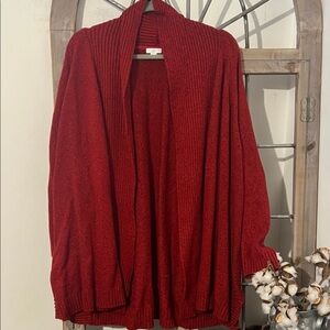 Women’s Open-Front Red Knit Cardigan Sweater